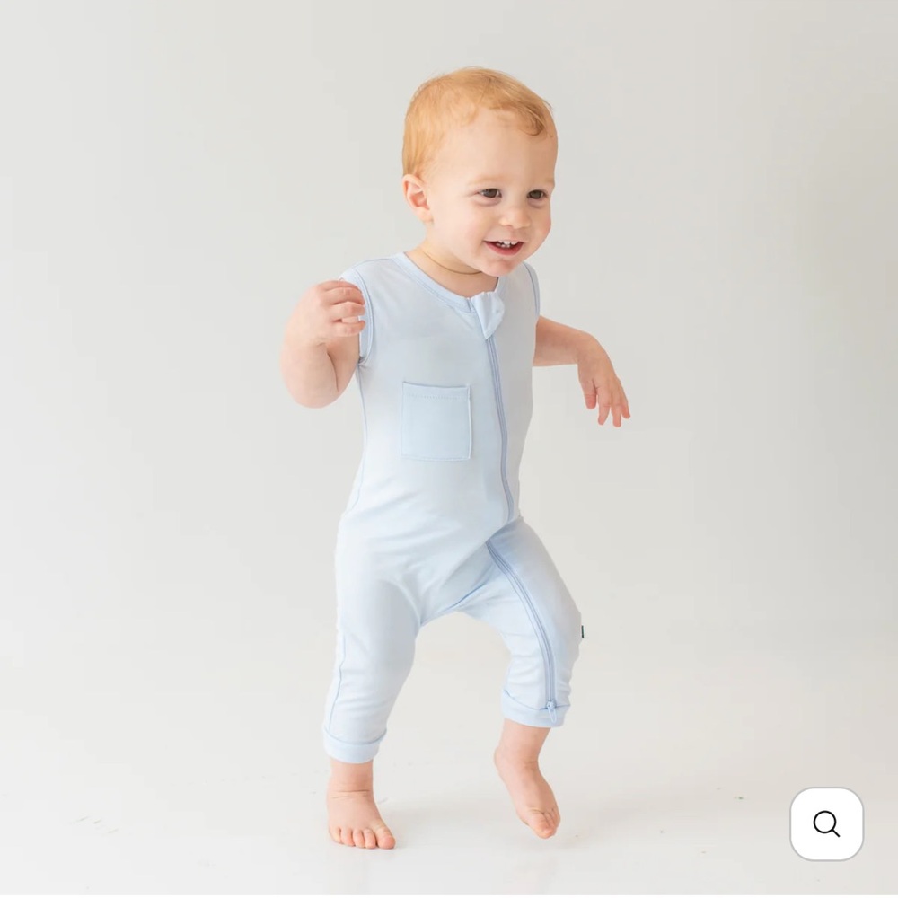 Kyte BABY Zippered Sleeveless Romper in Mist